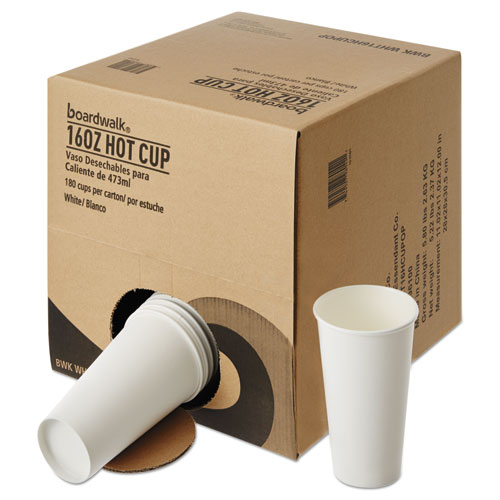 Boardwalk® Convenience Pack Paper Hot Cups, 16 oz, White, 180/Carton