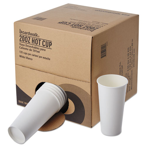 Boardwalk® Convenience Pack Paper Hot Cups, 20 oz, White, 135/Carton