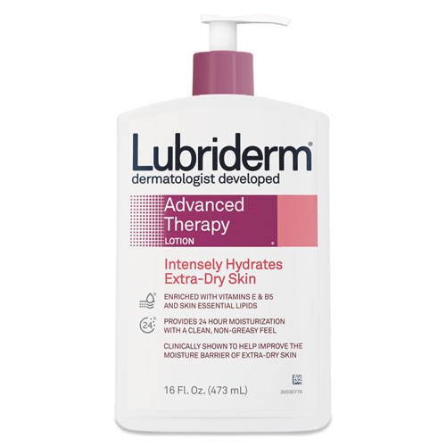 Image of Lubriderm® Advanced Therapy Moisturizing Hand/Body Lotion, 16 Oz Pump Bottle, 12/Carton