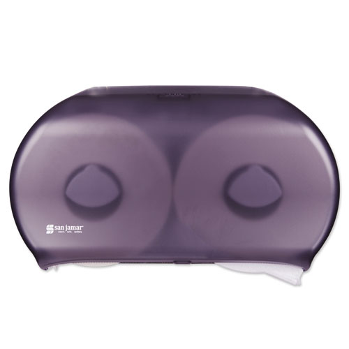 San Jamar® Twin 9" Jumbo Tissue Dispenser, 19 x 5 1/4 x 12, Transparent Black Pearl