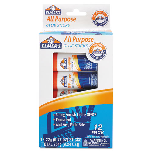 Image of Disappearing Glue Stick, 0.77 oz, Applies White, Dries Clear, 12/Pack