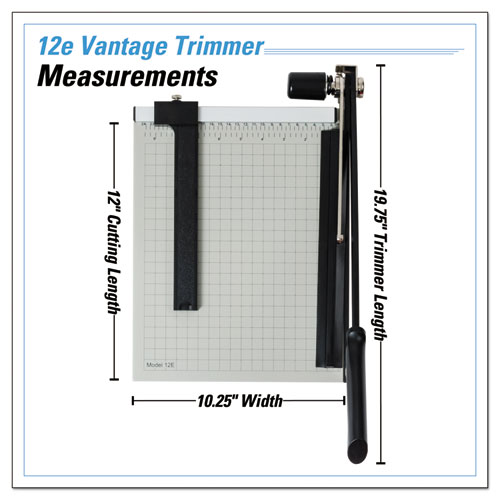 Vantage Guillotine Paper Trimmer/Cutter, 15 Sheets, 12" Cut Length, Metal Base, 10 x 12.75