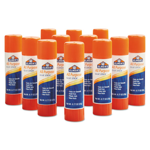 Image of Elmer'S® Disappearing Glue Stick, 0.77 Oz, Applies White, Dries Clear, 12/Pack