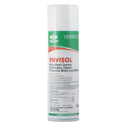 Theochem Laboratories ENVISOL Aerosol Disinfecting Deodorizer, Neutral, 20 oz Aerosol Spray, 12/Carton