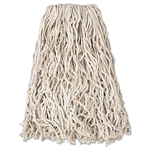 Image of Rubbermaid® Commercial Economy Cut-End Cotton Wet Mop Head, 20Oz, 1" Band, White, 12/Carton