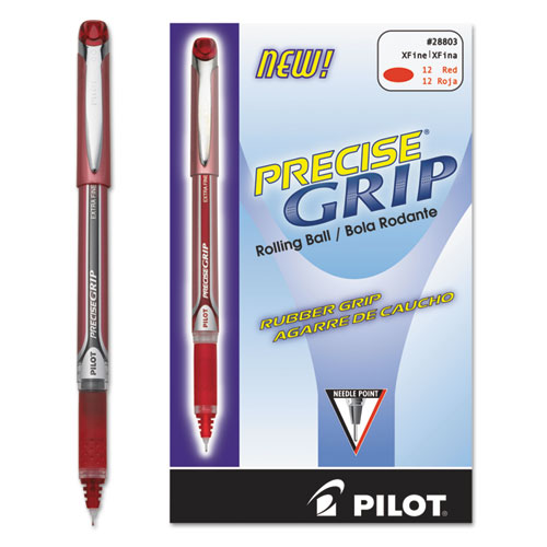 PRECISE GRIP STICK ROLLER BALL PEN, EXTRA-FINE 0.5MM, RED INK, RED BARREL