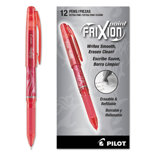 Pilot® FriXion Point Erasable Gel Ink Stick Pen, Red Ink, .5mm, Dozen