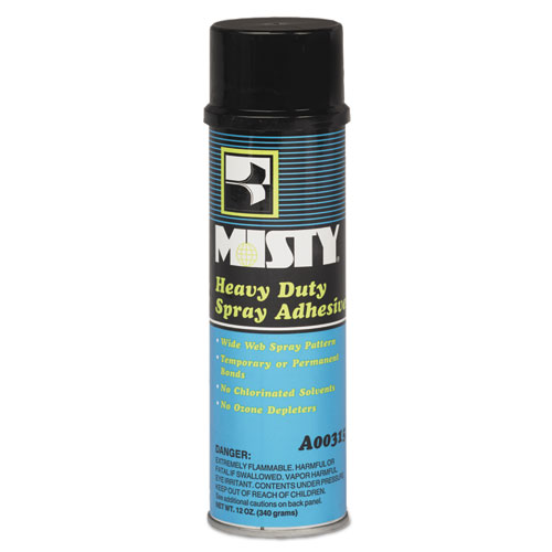 Misty® Heavy-Duty Adhesive Spray, 12 oz, Dries Clear, 12/Carton