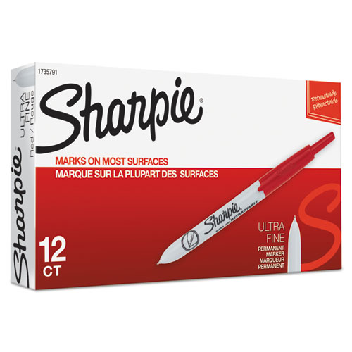 Image of Sharpie® Retractable Permanent Marker, Extra-Fine Needle Tip, Red