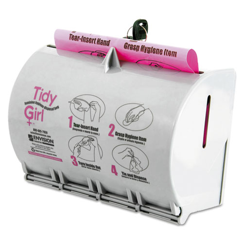 Image of Tidy Girl™ Plastic Feminine Hygiene Disposal Bag Dispenser, Gray