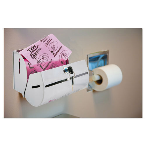 Image of Tidy Girl™ Plastic Feminine Hygiene Disposal Bag Dispenser, Gray
