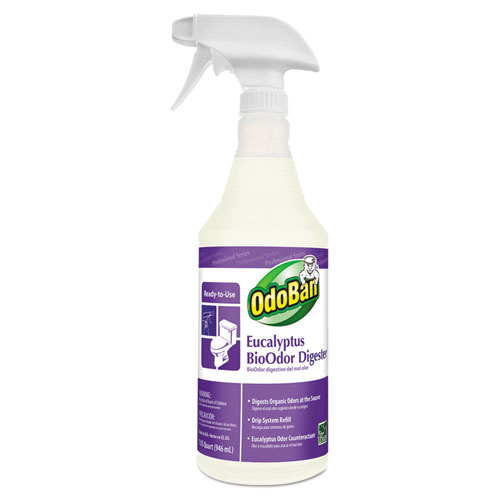 OdoBan® BioOdor Digester, Eucalyptus Scent, 32 oz Spray Bottle, 12/Carton