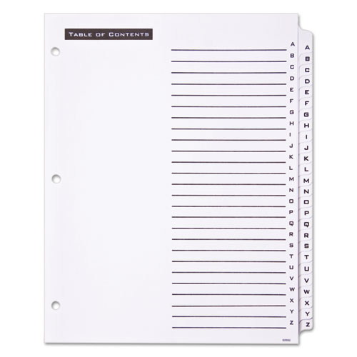 Image of Office Essentials™ Table 'N Tabs Dividers, 26-Tab, A To Z, 11 X 8.5, White, White Tabs, 1 Set