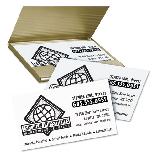 Image of Clean Edge Business Card Value Pack, Laser, 2 x 3.5, White, 2,000 Cards, 10 Cards/Sheet, 200 Sheets/Box