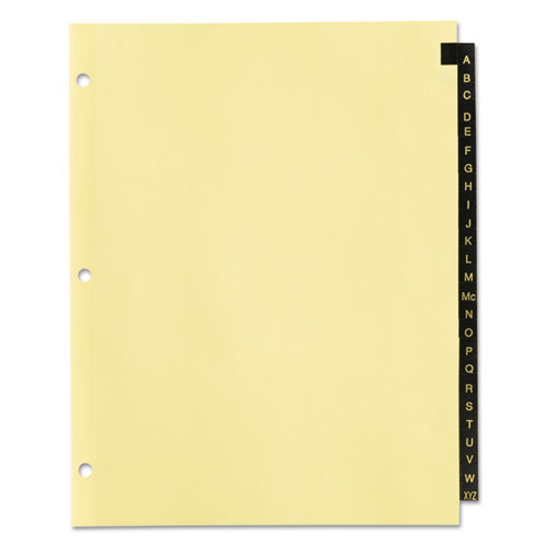Image of Office Essentials™ Preprinted Black Leather Tab Dividers, 25-Tab, A To Z, 11 X 8.5, Buff, 1 Set