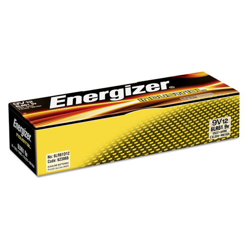Energizer® Industrial Alkaline Batteries, 9V, 12/Box