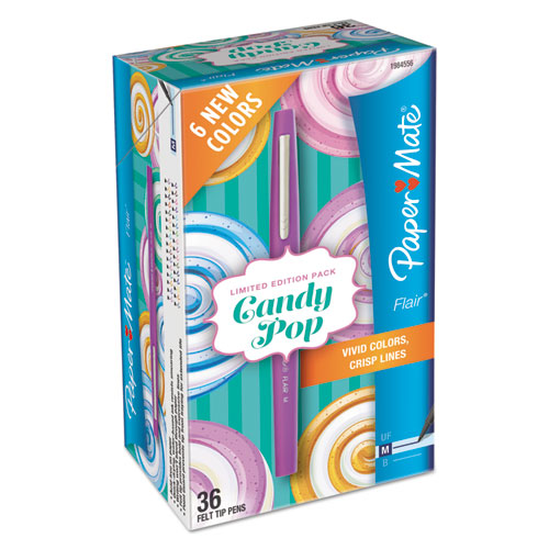 Paper Mate® Flair Candy Pop Porous Point Pen, Stick, Medium 0.7 Mm, Assorted Ink And Barrel Colors, 36/Pack
