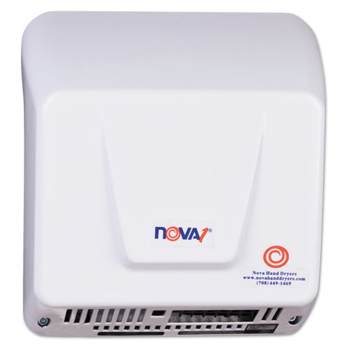 Image of World Dryer® Nova Hand Dryer, 110-240 V, 9 X 9.75 X 4, Aluminum, White