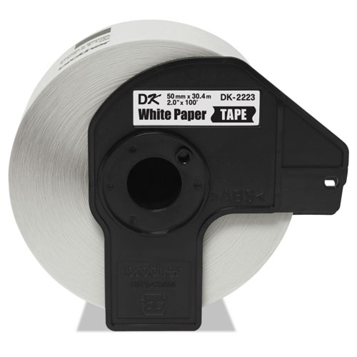 Image of Continuous Paper Label Tape, 2" x 100 ft, Black/White