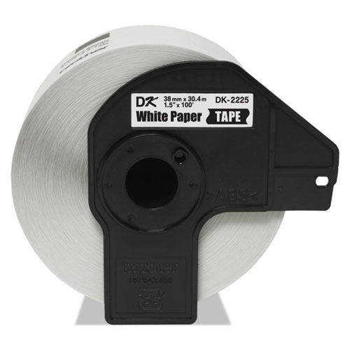 Continuous Paper Label Tape, 1.5" x 100 ft, Black/White