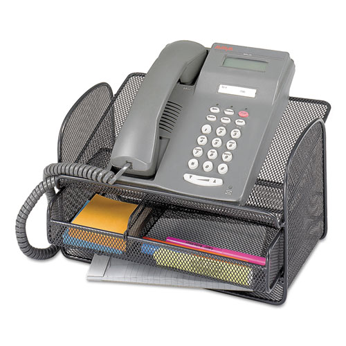 Onyx Angled Mesh Steel Telephone Stand, 11 3/4 X 9 1/4 X 7, Black