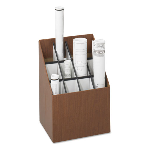 Image of Corrugated Roll Files, 12 Compartments, 15w x 12d x 22h, Woodgrain