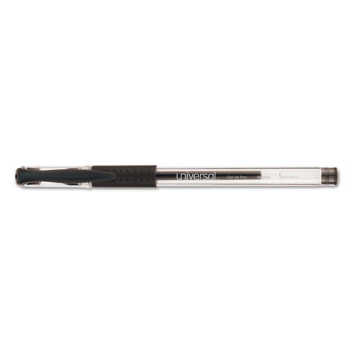 Comfort Grip Stick Gel Pen, Medium 0.7mm, Black Ink, Clear Barrel, Dozen