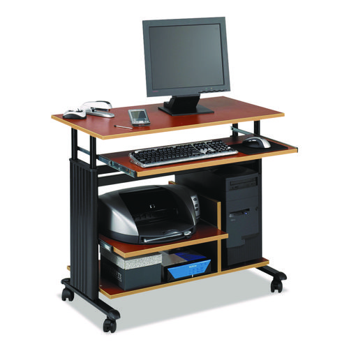 Muv 28" Adjustable-Height Mini-Tower Computer Desk, 35.5" x 22" x 29" to 34", Cherry/Black