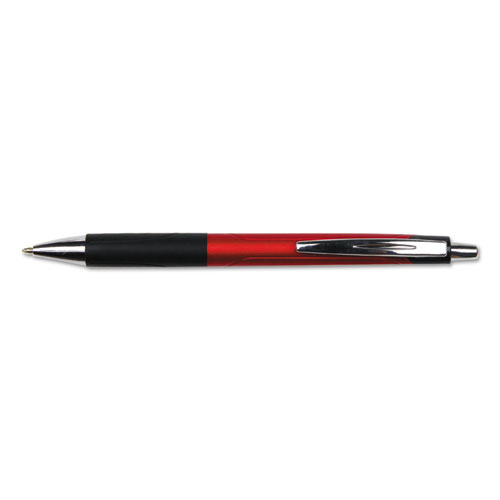 Image of Universal™ Comfort Grip Ballpoint Pen, Retractable, Medium 1 Mm, Red Ink, Red Barrel, Dozen