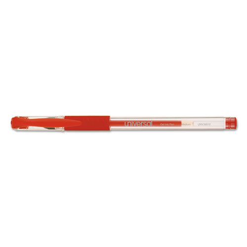 Comfort Grip Gel Pen, Stick, Medium 0.7 mm, Red Ink, Clear/Red Barrel, Dozen