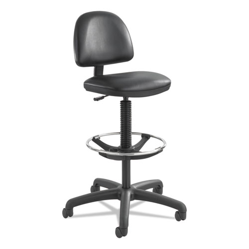 Safco® Precision Extended-Height Swivel Stool, Adjustable Footring, Supports 250 Lb, 23" To 33" Seat Height, Black Vinyl, Black Base