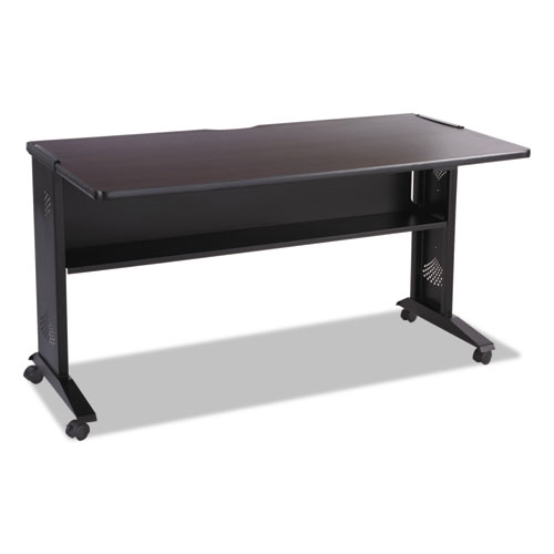 Image of Safco® Mobile Computer Desk With Reversible Top, 53.5" X 28" X 30", Mahogany/Medium Oak/Black