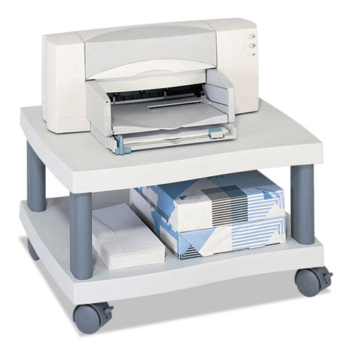 Safco® Wave Design Under-Desk Printer Stand, Plastic, 2 Shelves, 20" x 17.5" x 11.5", White/Charcoal Gray