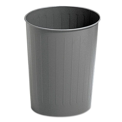 Safco® Round Wastebasket, Steel, 23.5 qt, Charcoal