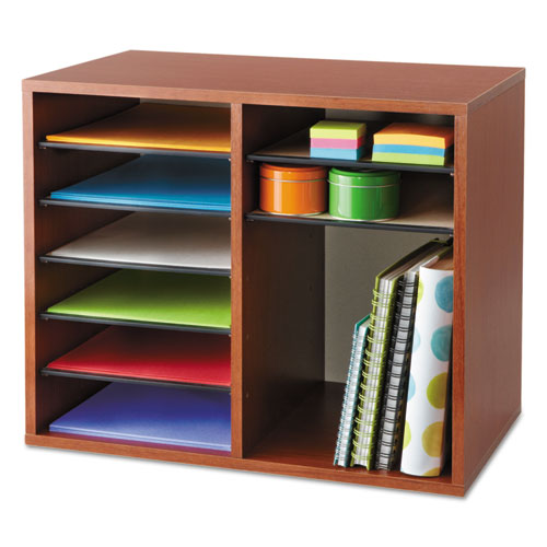 Safco® Fiberboard Literature Sorter, 12 Compartments, 19.63 X 11.88 X 16.13, Cherry