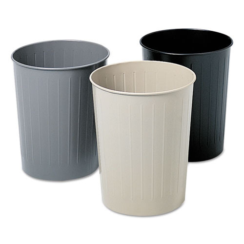 Image of Safco® Round Wastebaskets, 6 Gal, Steel, Black