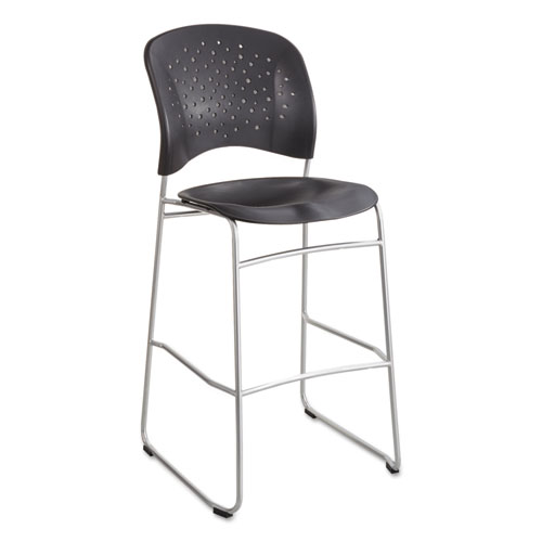 Safco® Reve Bistro Chair, Supports Up To 250 Lb, 31" Seat Height, Black Seat, Black Back, Silver Base