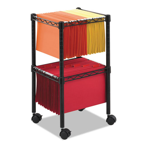 Safco® Two-Tier Compact Mobile Wire File Cart, Steel, 15-1/2w x 14d x 27-1/2h, Black