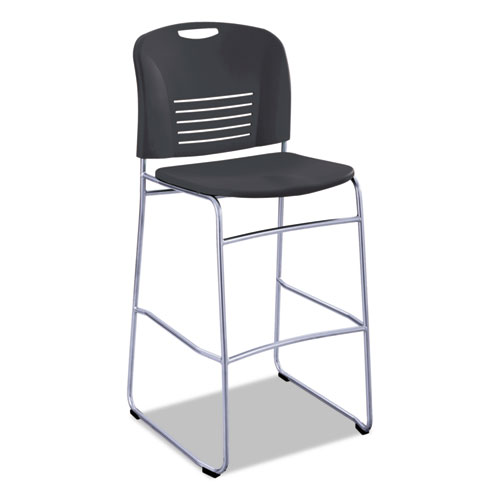 Vy Sled Base Bistro Chair, Black Seat/Black Back, Silver Base | by Plexsupply