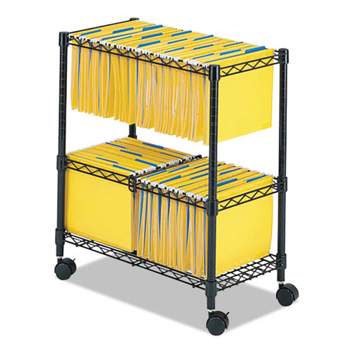 Two-Tier Rolling File Cart, 25.75w x 14d x 29.75h, Black