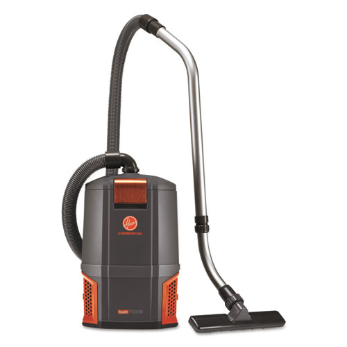 Image of Hoover® Commercial Hushtone Backpack Vacuum, 6 Qt Tank Capacity, Gray/Orange