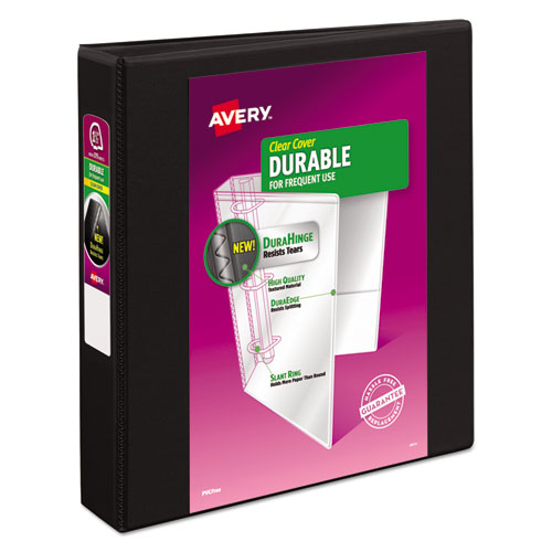 Image of Avery® Durable View Binder With Durahinge And Slant Rings, 3 Rings, 1.5" Capacity, 11 X 8.5, Black