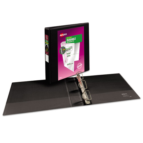 Image of Avery® Durable View Binder With Durahinge And Slant Rings, 3 Rings, 1.5" Capacity, 11 X 8.5, Black