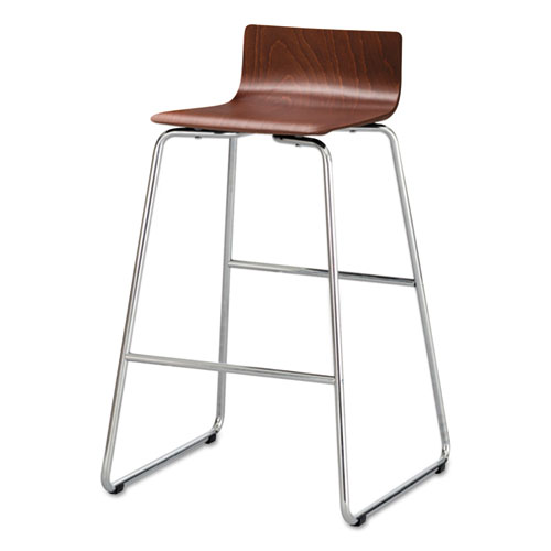 BOSK WOOD STOOL, SUPPORTS UP TO 250 LBS., CHERRY SEAT/CHERRY BACK, CHROME BASE
