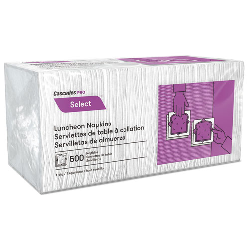 Select Luncheon Napkins, 1 Ply, 12 x 12, White, 500/Pack, 6,000 Packs/Carton