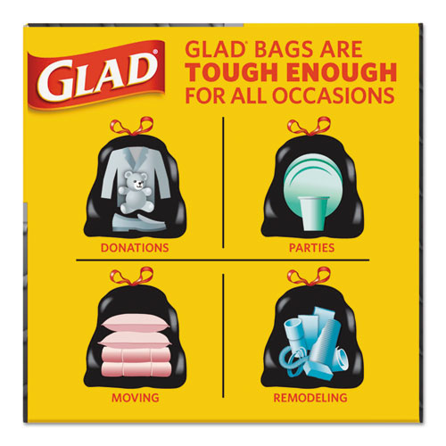 Image of Glad® Drawstring Large Trash Bags, 30 Gal, 1.05 Mil, 30" X 33", Black, 15/Box