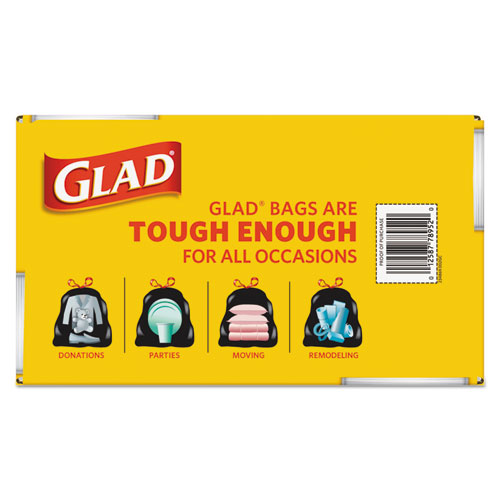 Image of Glad® Drawstring Large Trash Bags, 30 Gal, 1.05 Mil, 30" X 33", Black, 90/Carton