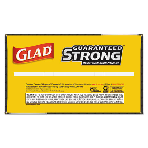 Image of Glad® Drawstring Large Trash Bags, 30 Gal, 1.05 Mil, 30" X 33", Black, 90/Carton