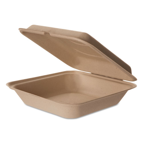 Eco-Products® Wheat Straw Hinged Clamshell Containers, 9 x 9 x 3, 200/Carton