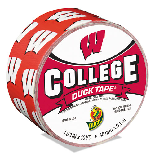 College DuckTape, University of Wisconsin Badgers, 3 Core, 1.88 x 10 yds, Cardinal/White
